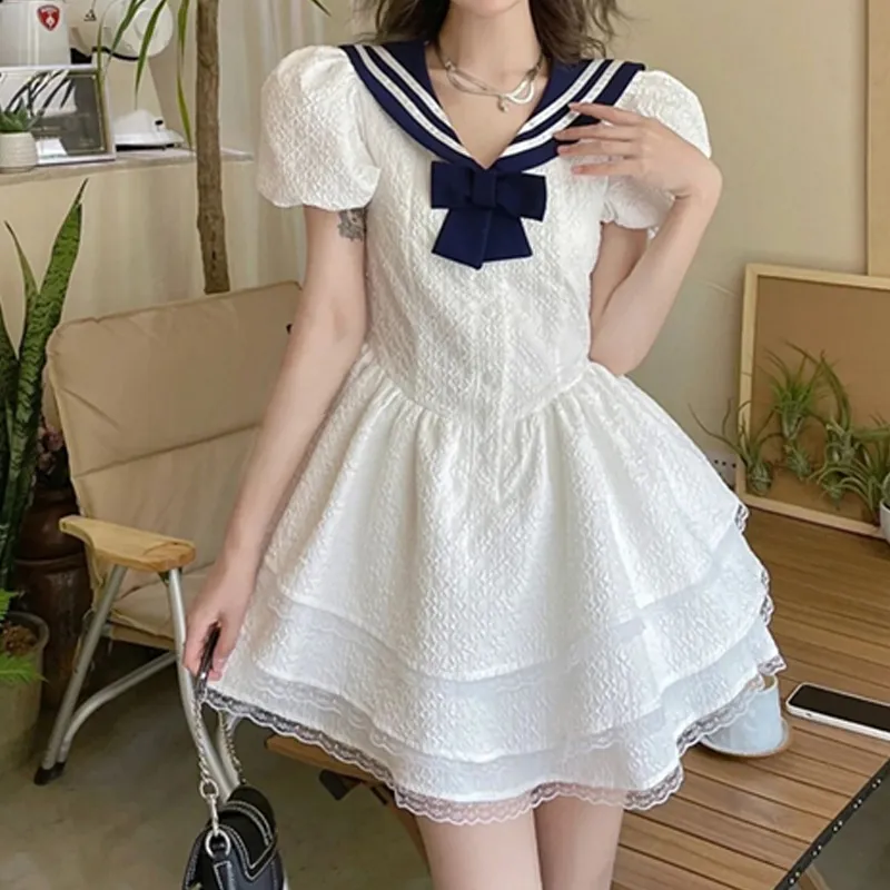 Incolore Short Sleeved Dresses Women's White-2