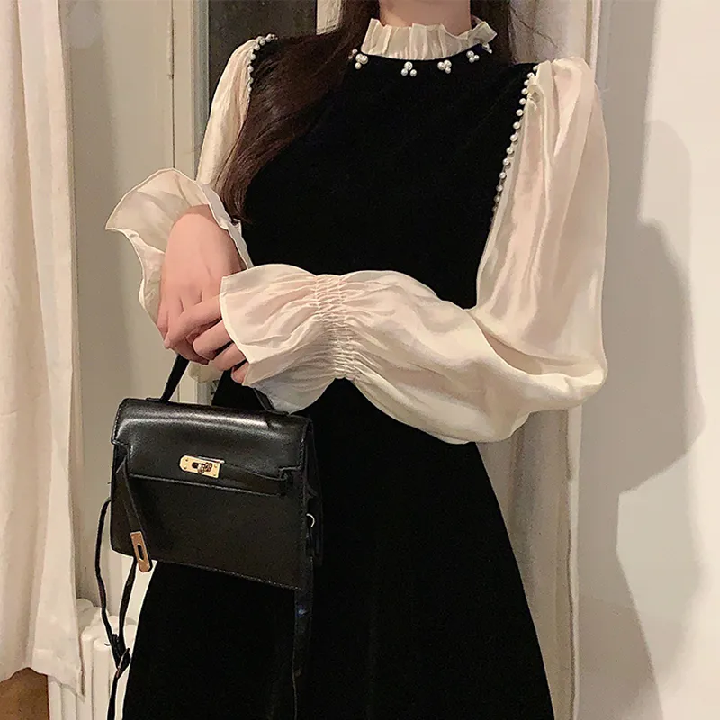Incolore Long Sleeved Dress Women's Black-4