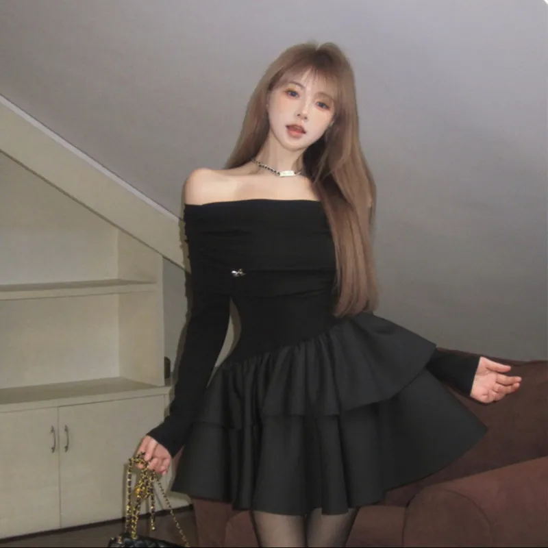 Incolore Long Sleeved Dress Women's Black-4