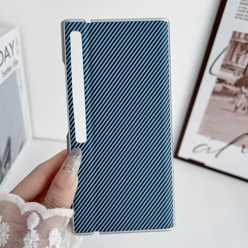 ZHUOJI Leather Material Kevlar Carbon Fiber Leather Texture Phone Case Compatible With Huawei Mate Xs2-9