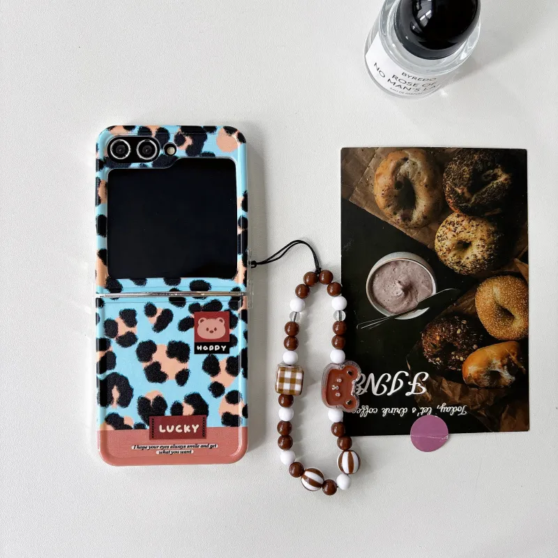 ZHUOJI Silicone Material Wind Leopard Bear Phone Cases Compatibility Samsung Galaxy Z Flip 6/5/4/3-1