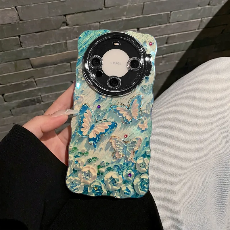 ZHUOJI PC Material Lens Stand Twisted Edge Blue Butterfly Suitable For Huawei Mate60Pro Phone Case-1