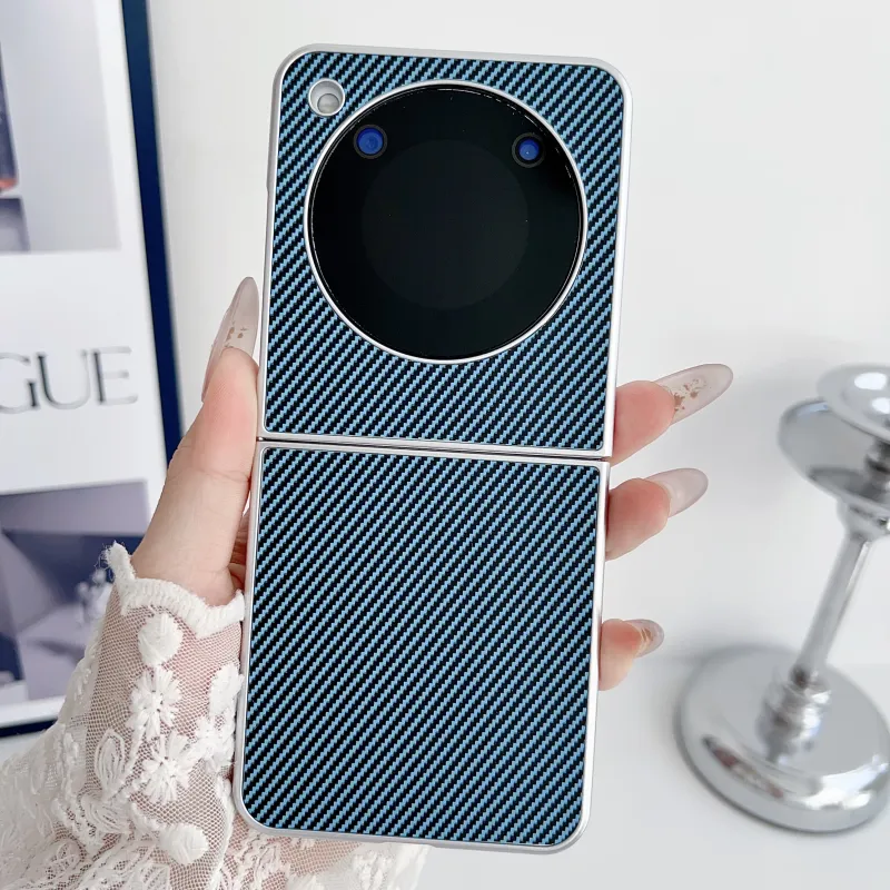 ZHUOJI Leather Texture Material Kevlar Carbon Fiber Leather Texture Extra Thin Phone Case Compatible Nubia Flip-3