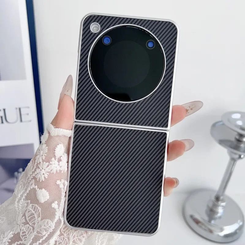 ZHUOJI Leather Texture Material Kevlar Carbon Fiber Leather Texture Extra Thin Phone Case Compatible Nubia Flip-9