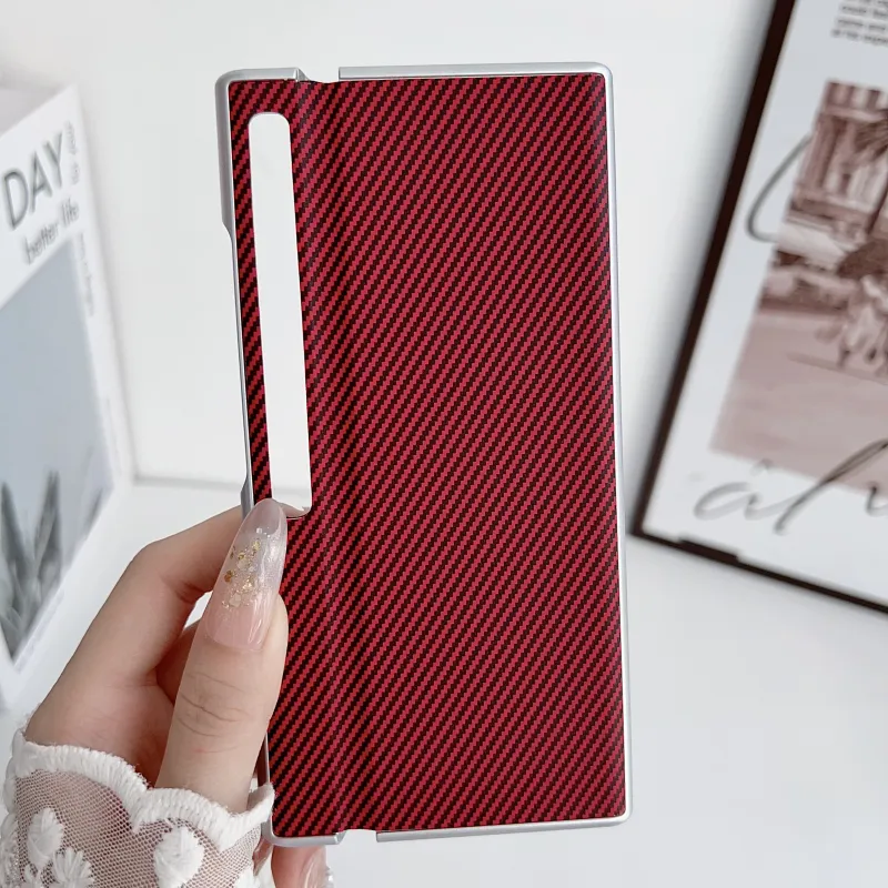 ZHUOJI Leather Material Kevlar Carbon Fiber Leather Texture Phone Case Compatible With Huawei Mate Xs2-3