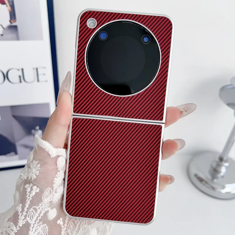 ZHUOJI Leather Texture Material Kevlar Carbon Fiber Leather Texture Extra Thin Phone Case Compatible Nubia Flip-5