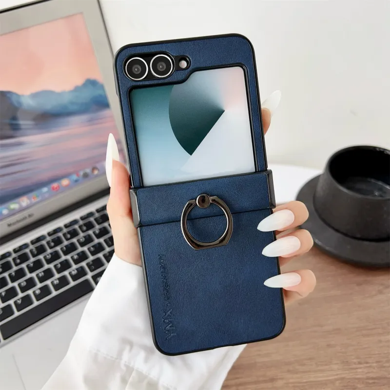 ZHUOJI Small Bull Grain Ring Buckle Material Phone Cases Compatible With Samsung Z Flip 6/Z Flip 5/Z Flip 4/Z Flip 3-3