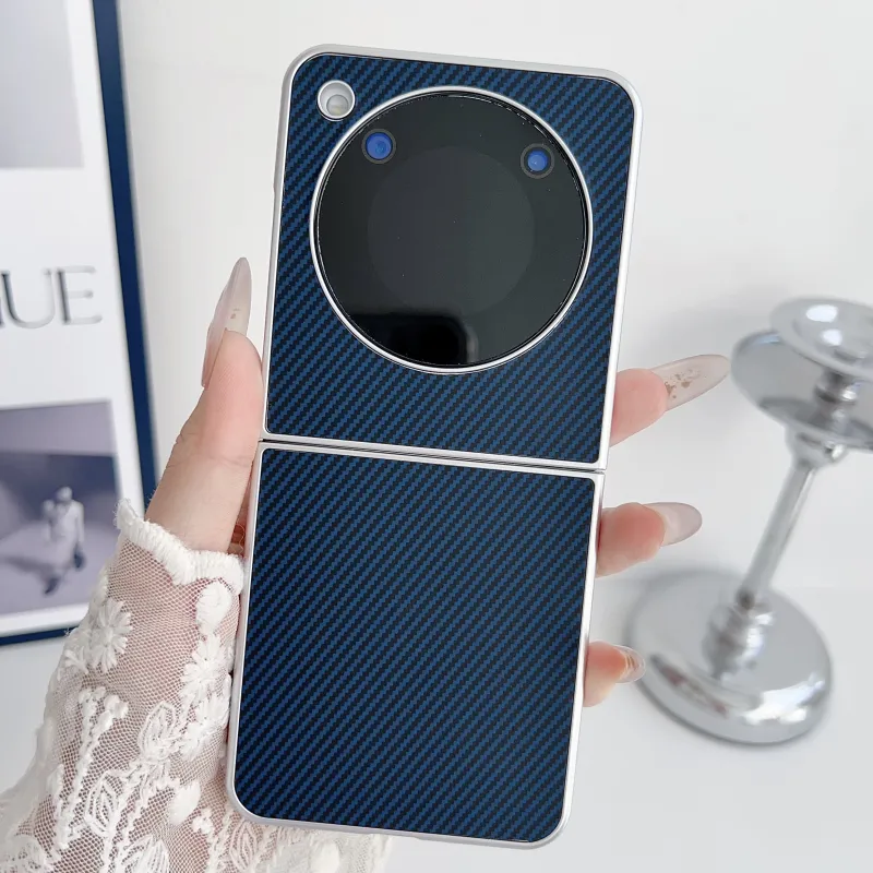 ZHUOJI Leather Texture Material Kevlar Carbon Fiber Leather Texture Extra Thin Phone Case Compatible Nubia Flip-1