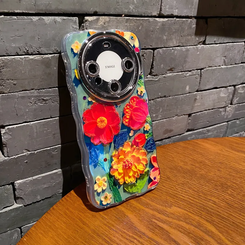 ZHUOJI PC Material Lens Stand Twisted Edge Red Daisy Phone Case Compatible With Huawei Mate 60-1