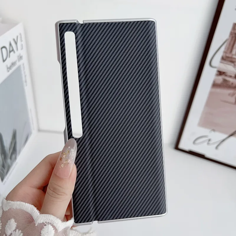 ZHUOJI Leather Material Kevlar Carbon Fiber Leather Texture Phone Case Compatible With Huawei Mate Xs2-7