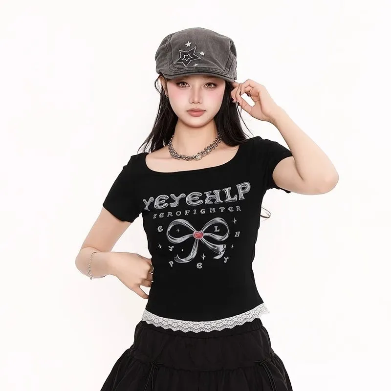 ABCMININ T Shirts Women's Black-2