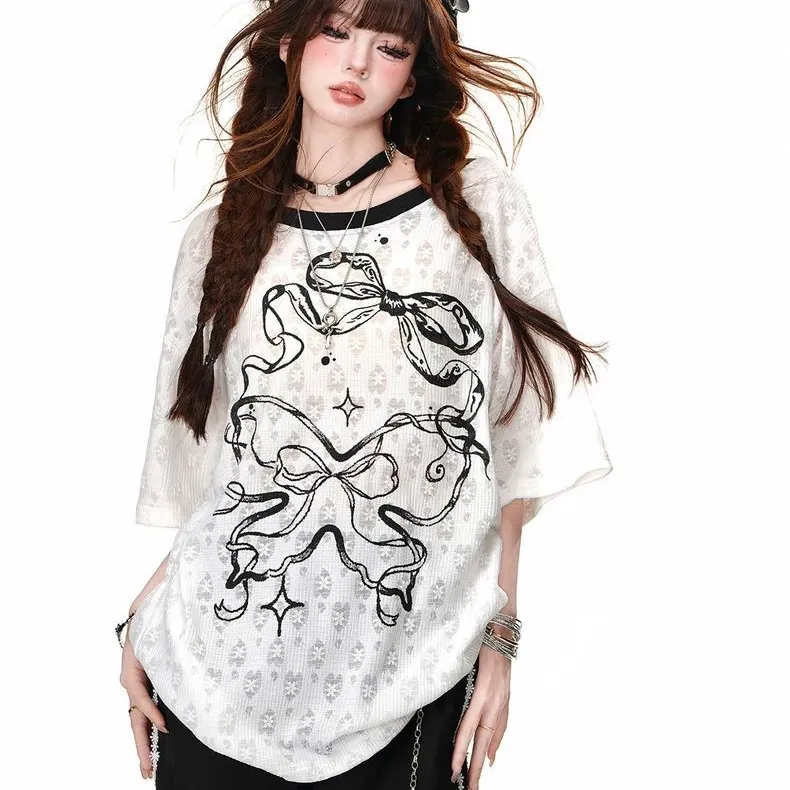 ABCMININ Drop Shoulder Sleeve T Shirt Women's-4