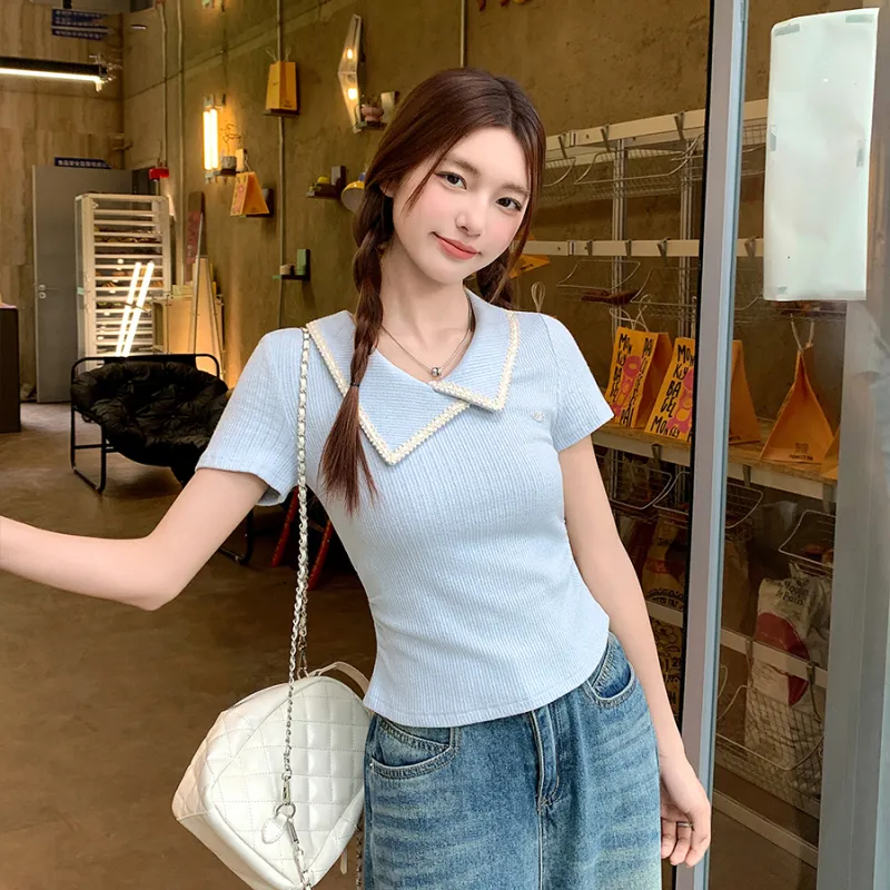 ABCMININ T Shirts Women's Blue-3
