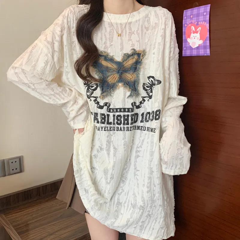 ABCMININ Drop Shoulder Sleeve T Shirt Women's Ecru-7
