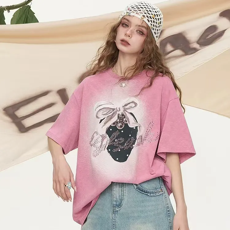 ABCMININ Drop Shoulder Sleeve T Shirt Women's-2