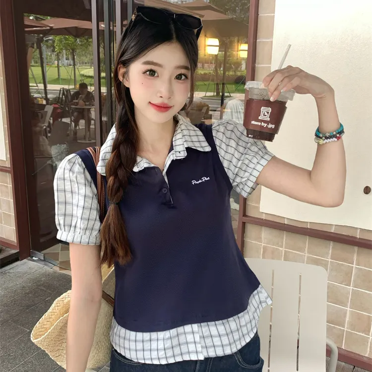 ABCMININ T Shirts Women's Navy Blue-2