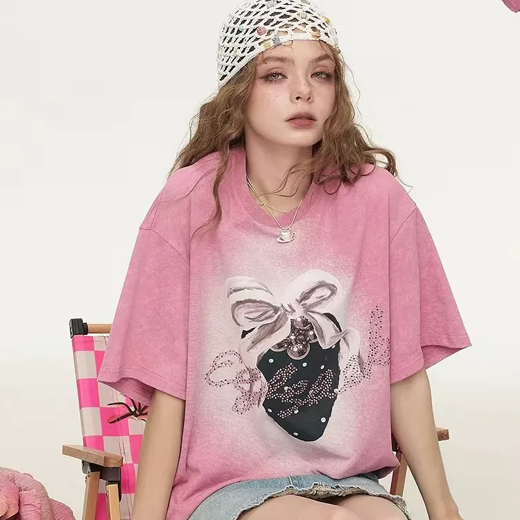 ABCMININ Drop Shoulder Sleeve T Shirt Women's-3