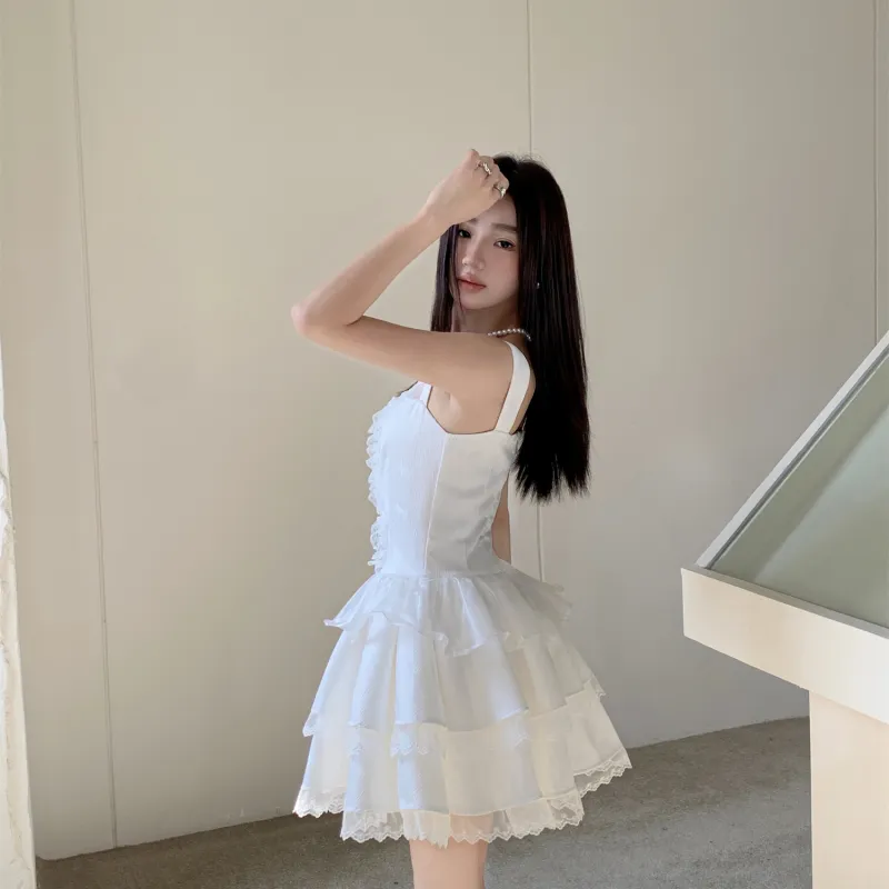 ABCMININ Slip Dresses Women's White-1