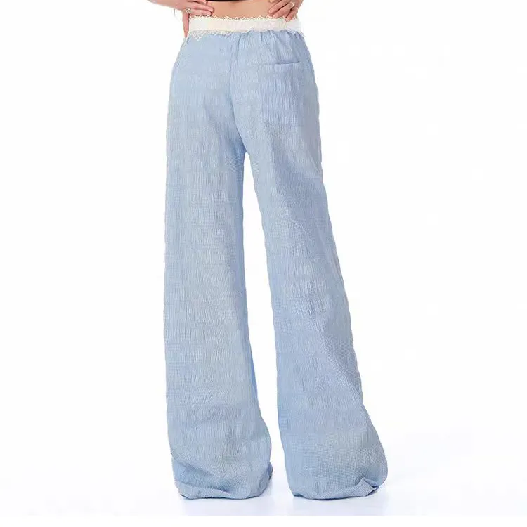 ABCMININ Casual Pants Women's Blue-1