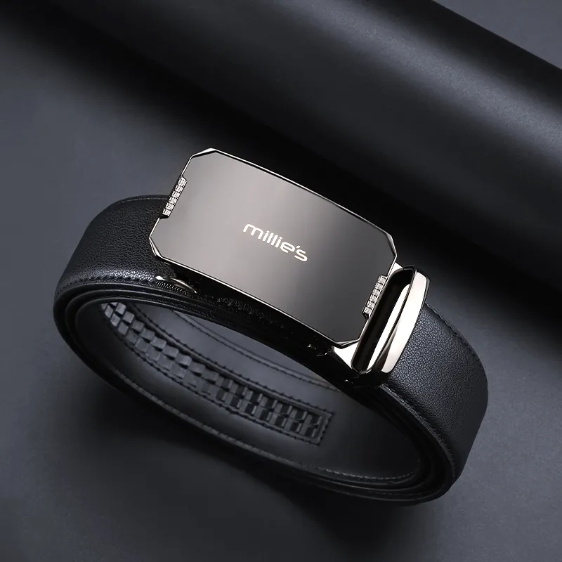 MILLIE'S Automatic Buckle Genuine Leather Men's Belt Business Leather Belts Men's Width  3.5cm-2