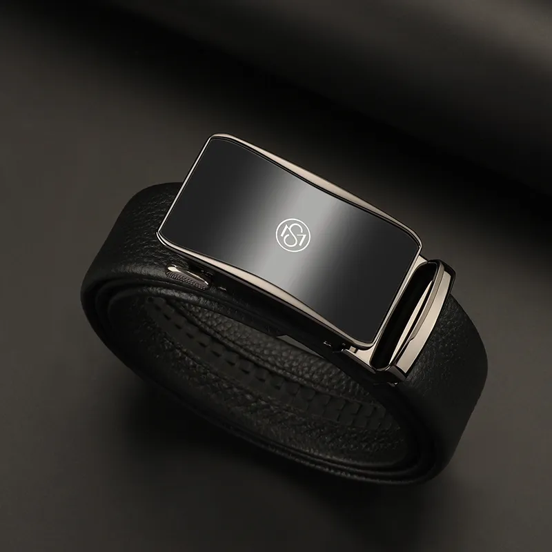 MILLIE'S Business Automatic Buckle For Young Men's Pants Top Grain Cow Leather Leather Belts Men's 3.5cm-1