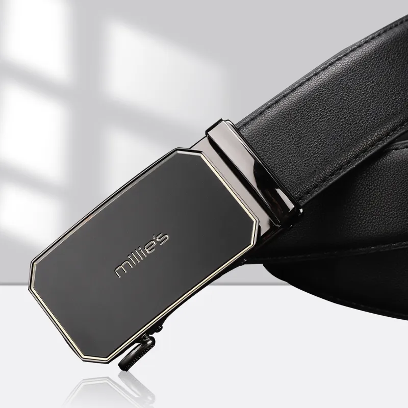 MILLIE'S Automatic Buckle Belt For Business Casual Pants Trendy And Chic Leather Belts Men's 3.5cm-3