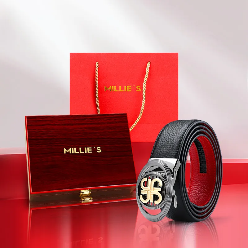 MILLIE'S Top Grain Cow Leather Belts Men's Width 3.5cm-1