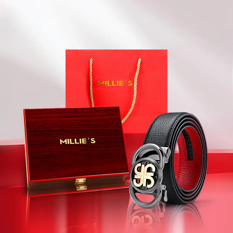 MILLIE'S Top Grain Cow Leather Belts Men's Width 3.5cm-1