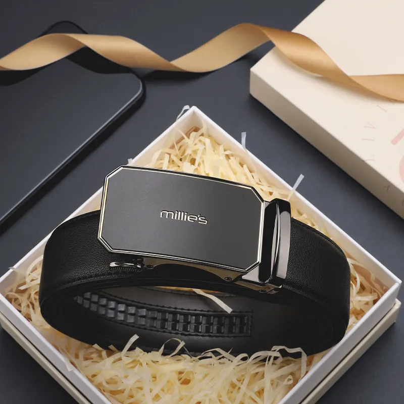MILLIE'S Automatic Buckle Belt For Business Casual Pants Trendy And Chic Leather Belts Men's 3.5cm-4
