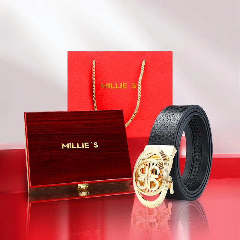 MILLIE'S Cow Split Leather Belts Men's 3.4cm-1