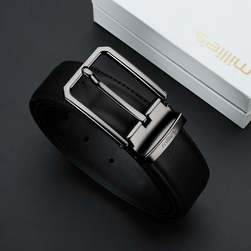 MILLIE'S Cow Split Leather Leather Belts Men's Width 3.5CM-1