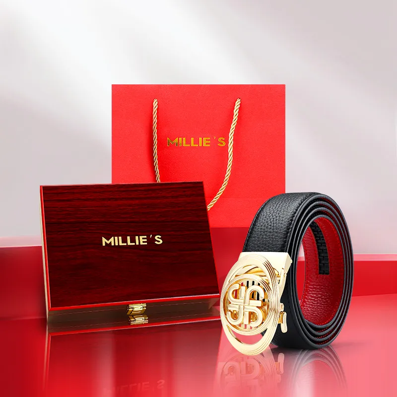 MILLIE'S Top Grain Cow Leather Belts Men's Width 3.5cm-1