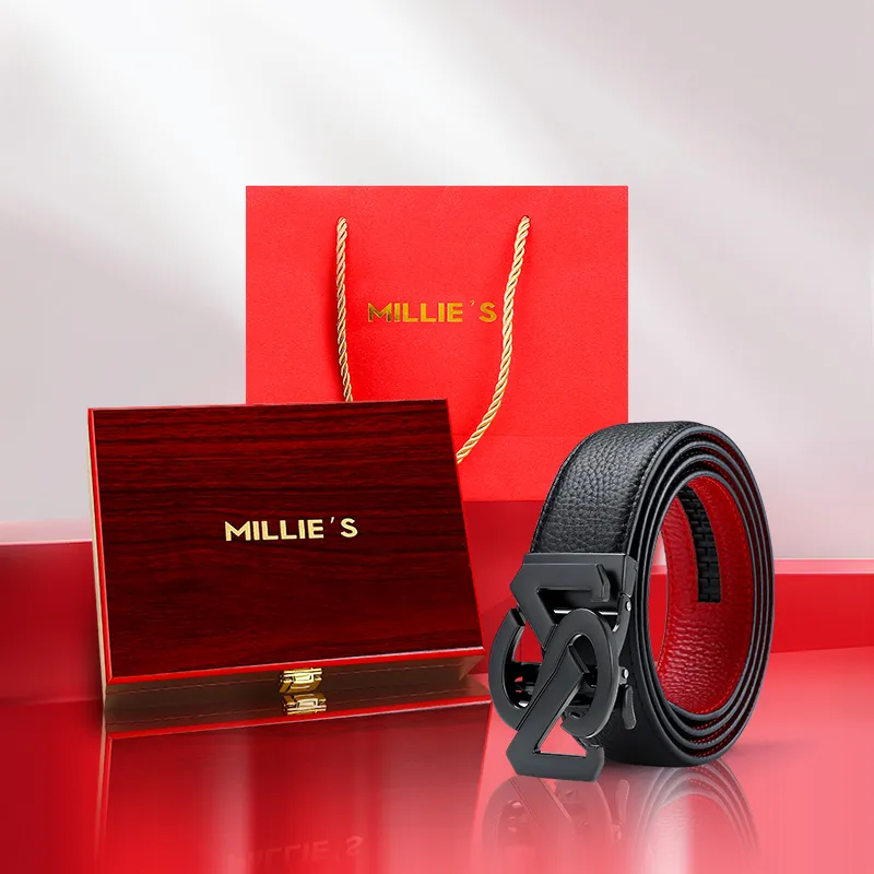 MILLIE'S Top Grain Cow Leather Belts Men's 3.5cm-1