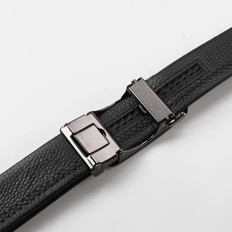 MILLIE'S Business Automatic Buckle For Young Men's Pants Top Grain Cow Leather Leather Belts Men's 3.5cm-7