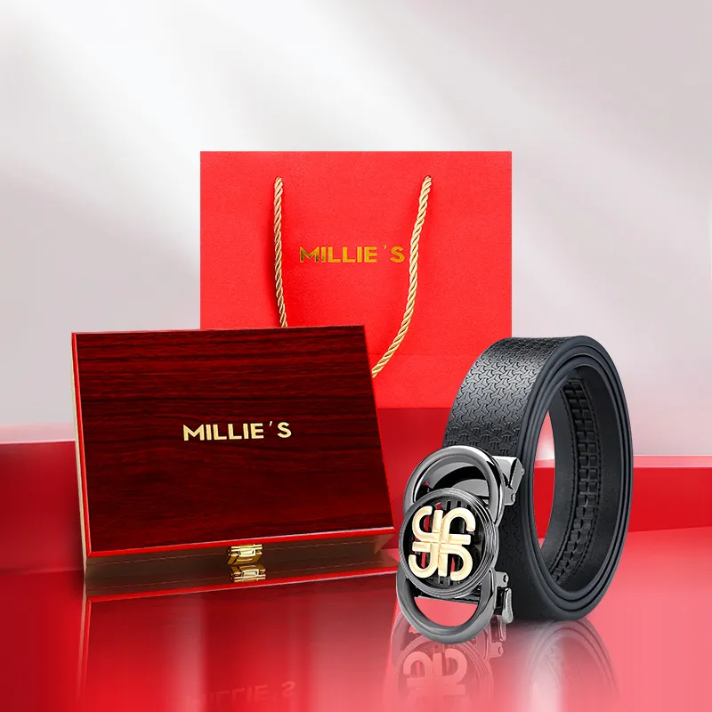 MILLIE'S Cow Split Leather Belts Men's Width 3.4cm-1