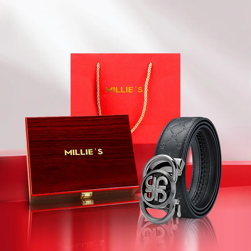 MILLIE'S Cow Split Leather Belts Men's Width 3.5cm-1