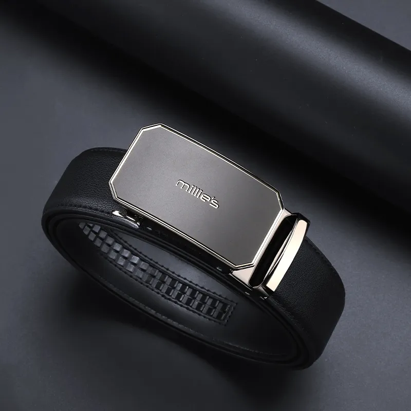 MILLIE'S Automatic Buckle Belt For Business Casual Pants Trendy And Chic Leather Belts Men's 3.5cm-1