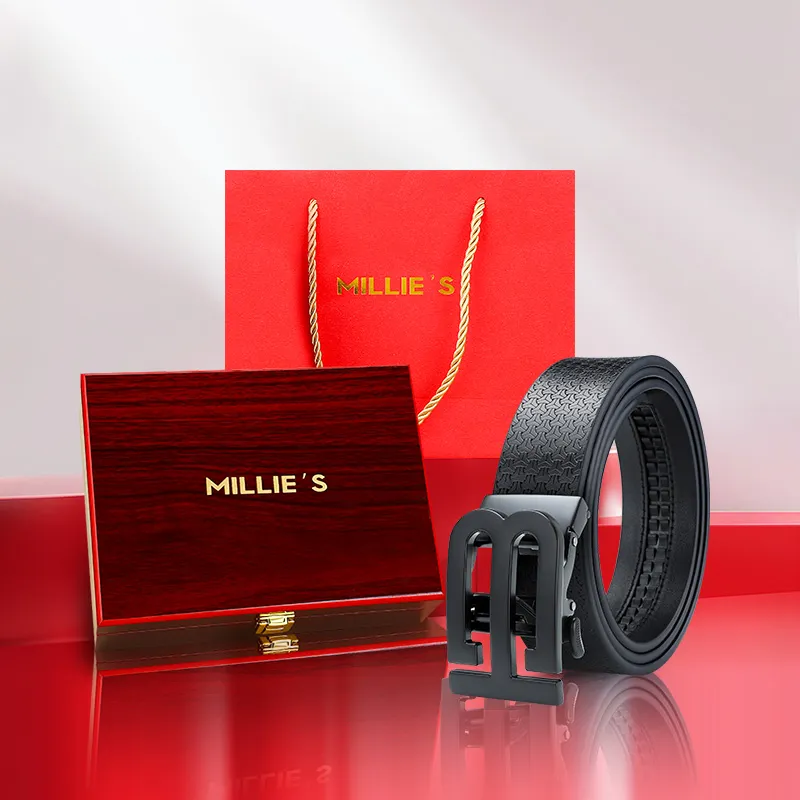 MILLIE'S Cow Split Leather Belts Men's Width 3.4cm-1