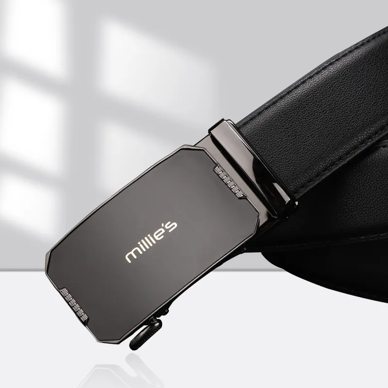 MILLIE'S Automatic Buckle Genuine Leather Men's Belt Business Leather Belts Men's Width  3.5cm-4