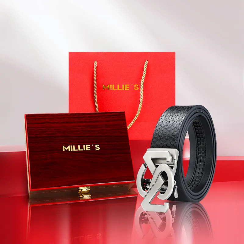 MILLIE'S Cow Split Leather Belts Men's Width 3.4cm-1
