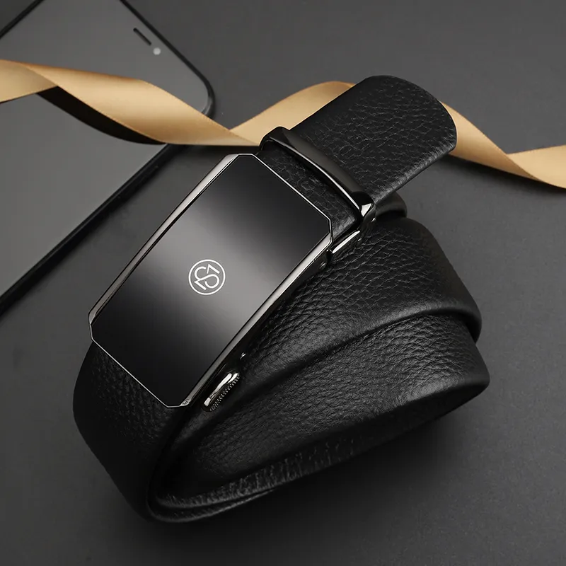 MILLIE'S Automatic Buckle Genuine Leather Business Top Grain Cow Leather Pants Belt Leather Belts Men's Width  3.5CM-3