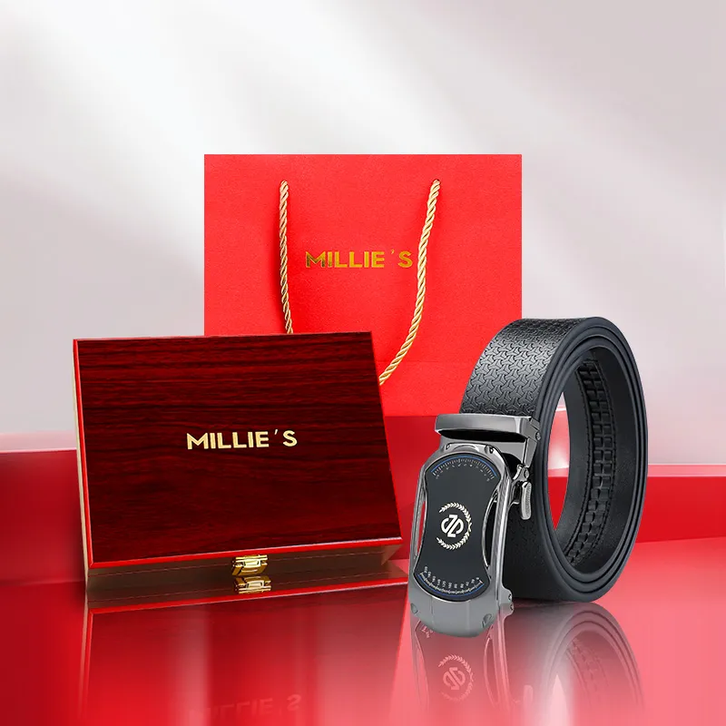 MILLIE'S Cow Split Leather Belts Men's Width 3.4cm-1