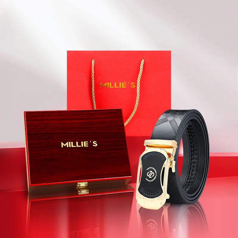 MILLIE'S Cow Split Leather Belts Men's Width 3.4cm-4