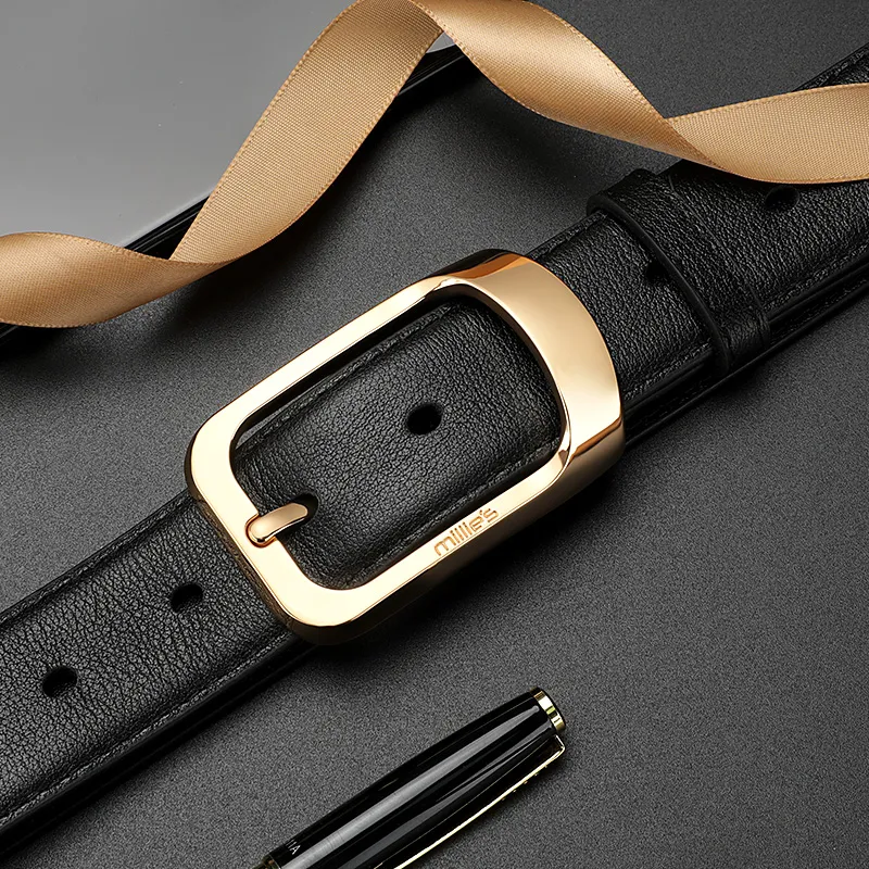 MILLIE'S Split Cow Leather Belts Unisex Width 3.7CM-6