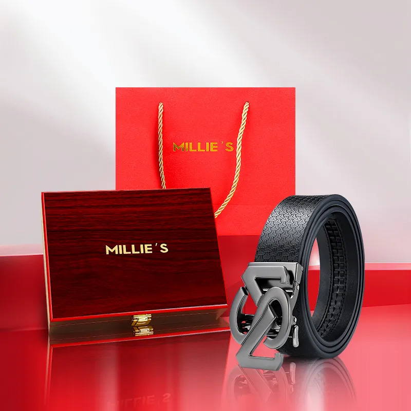 MILLIE'S Cow Split Leather Belts Men's Width 3.4cm-1