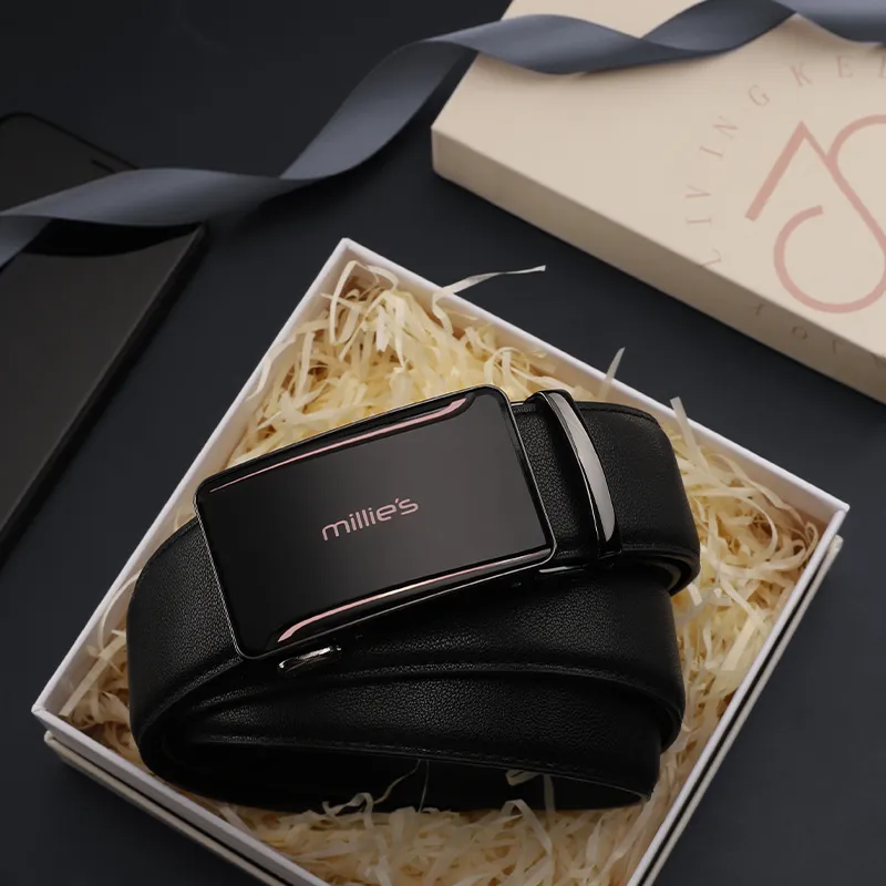 MILLIE'S Automatic Buckle Genuine Leather Men's Business Pants Belt Leather Belts Men's Width  3.5cm-1