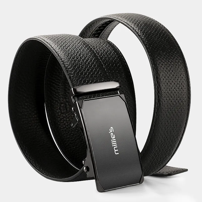 MILLIE'S Cow Leather Leather Belts Men's Black Width  3.5cm-1