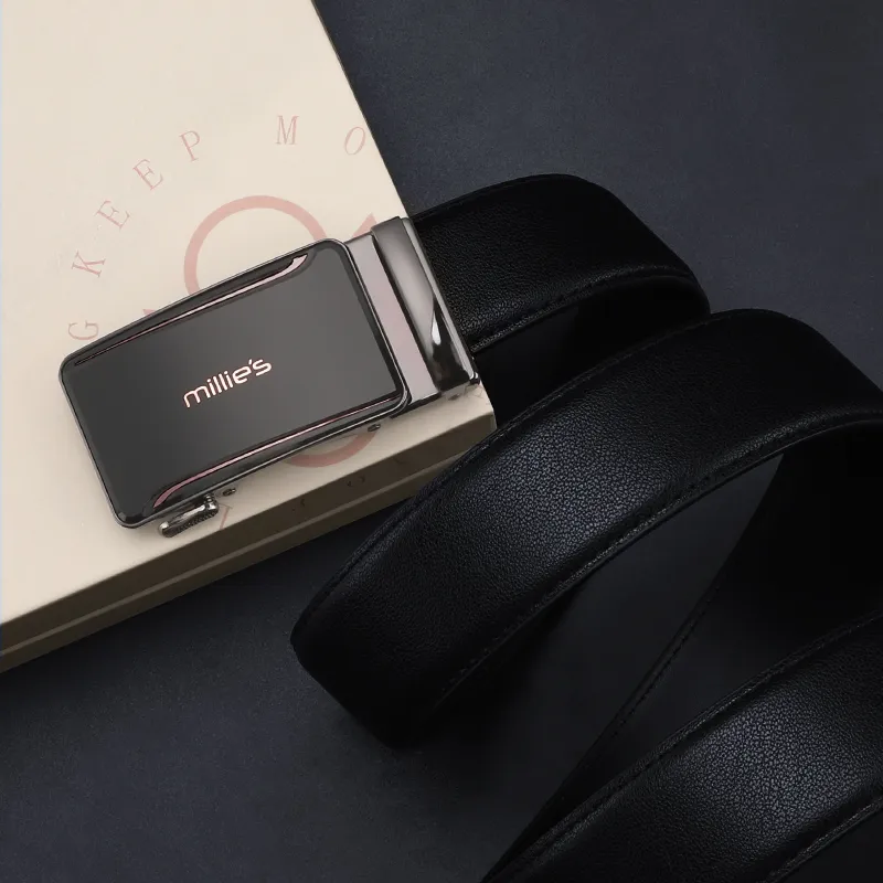 MILLIE'S Automatic Buckle Genuine Leather Men's Business Pants Belt Leather Belts Men's Width  3.5cm-2