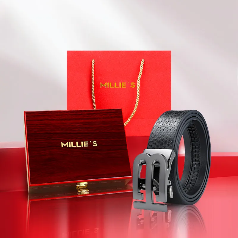 MILLIE'S Cow Split Leather Belts Men's Width 3.4cm-1