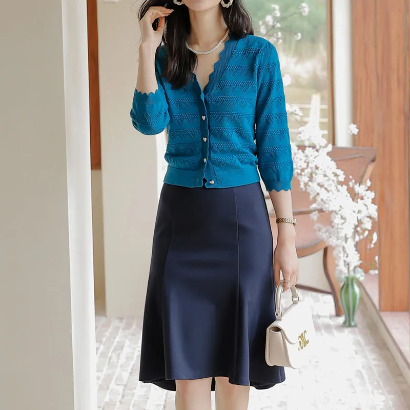 RUBIN Casual Short Skirts Women's Navy Blue-2